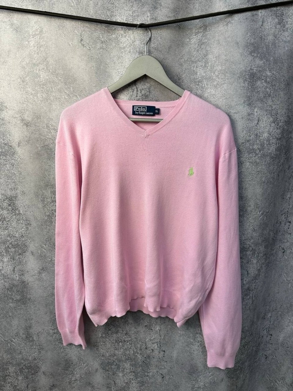 Polo by Ralph Lauren Light Pink V-Neck Sweater with Green Polo Logo